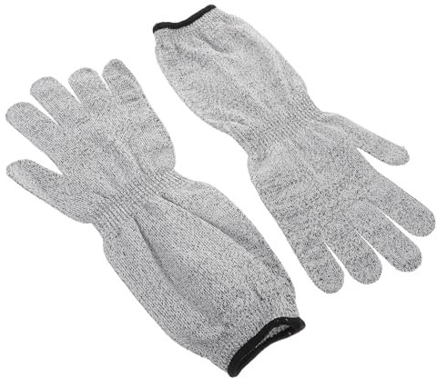 IWOWHERO Guanti Antitaglio Con Maniche Protettive Traspiranti, Resistenti All’usura, Protezione Completa Per Braccia Per Cucina Industriale e Lavori Di Sicurezza – (35 Cm) Grigio