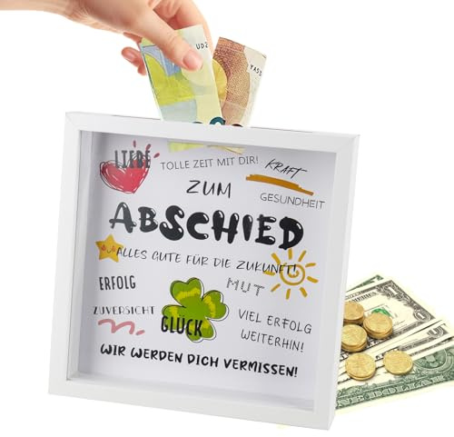 Nzkeuf Marcos con Profundidad Hucha Personalizada, Marco de Fotos 3D Hucha Madera, Puede Almacenar Dinero en Efectivo, Un Regalo de Agradecimiento para Jefes y Compañeros, Decoración de Escritorio