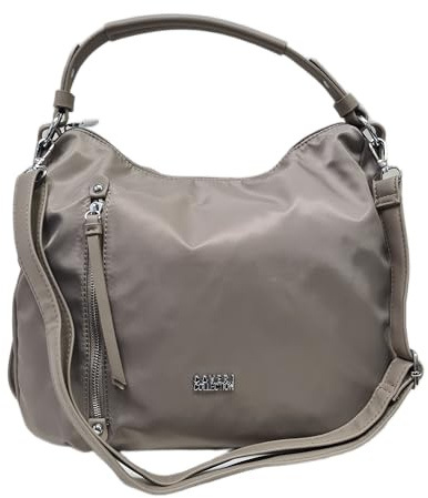 COVERI COLLECTION Borsa a Spalla Donna, Nylon Impermeabile, Dimensioni 37x12x32 cm, con Tracolla Regolabile Rimovibile e Tasche Organizzative, Art. CC5056-1 (BEIGE TAUPE)