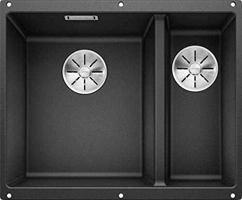 BLANCO SUBLINE 340/160-U | Granitspüle aus SILGRANIT anthrazit | Einbauart: Unterbau | Hauptbecken links | für 60 cm breite Unterschränke | Ein Ausschnitt und nur einmal montiert