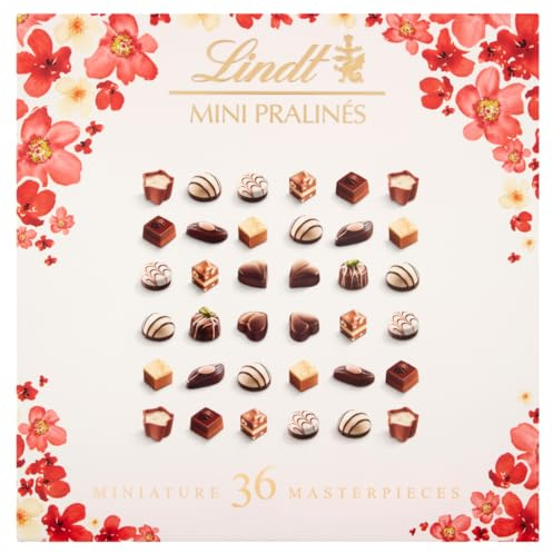 Lindt Mini Pralines Spring | 36 Miniature Milk, Dark and White Chocolate Box, 180g | Gift Present or Sharing Box for Him and Her | Christmas, Birthday, Celebrations, Congratulations, Thank you