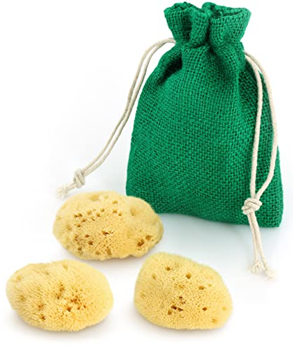 tom&pat Naturschwamm Kosmetikschwämme – Make up Schwamm zum Auftragen & Entfernen von Kosmetikprodukten, Dermatest: Sehr gut, Premiumqualität aus Griechenland, wiederverwendbar (3 x 4-6 cm)