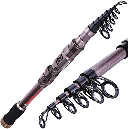 Sougayilang Telescopic Fishing Rod - 24 Ton Carbon Fibre, CNC Machined Reel Holder, Comfortable EVA Handle, Travel Fishing Rod for Trout Fishing, Silver 1.8 m