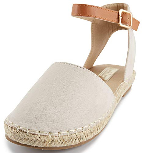 Alexis Leroy Chaussures Couleur Unie de Femme Ete Espadrille Sandales Plateforme à Bout fermé Confort Beige 38 EU