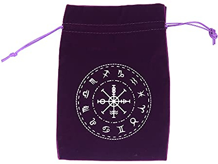 Namvo 1Pcs Sac de Rangement pour Tarot avec Cordon de Serrage 13 x 18 cm, en Velours épais, Sac Cadeau Symbole, Broderie, Bijoux, Pochettes de Protection pour Jeu de société, 12 Constellations