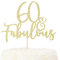 LOVENJOY 60 und Fabulous Geburtstag Tortendeko Gold Glitter Kuchen Topper für 60th Birthday Party Cake Dekoration Glittery