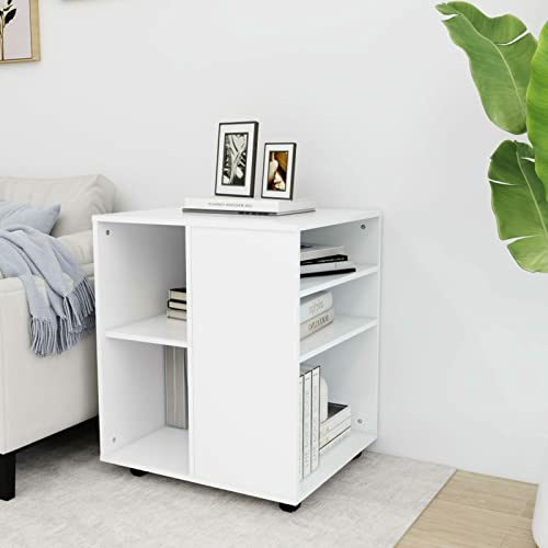 Tidyard Rullskåp, rullcontainer, skrivbord, arkivskåp, skrivarbord med hjul, kontorsbehållare, kontorsvagn, sidovagn, byråskåp, sidobord, skåp, vitt 60 x 53 x 72 cm, trämaterial