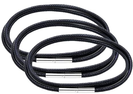 Lederkette Herren, Schwarz Geflochten Lederkette, Schwarz Lederkette Kordel, Lederband Halskette 3mm, Lederband Für Ketten, Schwarz Kunstleder Halskette, Kunstleder Kette Schwarz, 45/50/55cm