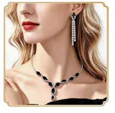 Conjunto de Joyería Nupcial de Cristal Dishowme con Colgante de Diamantes de Imitación, Collar con Pendientes, Cadena en Forma de Marquesa, Conjunto de Joyería de Boda para Mujeres, Niñas y