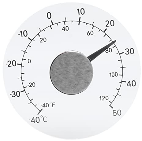 Lwuey Temperatura del Termómetro de Ventana, Transparente Exteriores Pegar Pared Interiores Hogar Autoadhesivo Jardín Lecturas Oficina Patio Resistente Al Agua Esfera No Requiere Batería Redondo