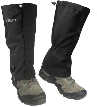 Frelaxy Leg Gaiters Ultra HIGH-Performance Hunting Gaiters, 100% Waterproof Hiking Gaiters with Upgraded Rubber Foot Strap, Adjustable Snow Boot Gaiters (Jet Black,L)