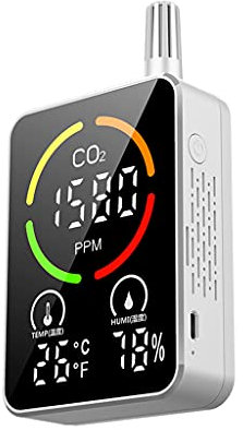SCUDGOOD Detector de dióxido de carbono CO2, medidor de monitor, sensor de temperatura, humedad, interior, NDIR, calidad del aire, IAQ, detector portátil de CO2, alarma interior portátil