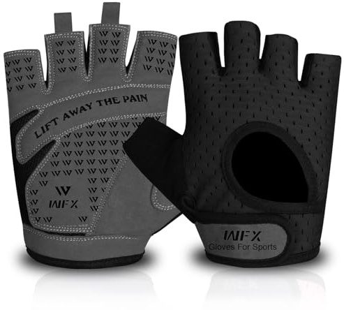 WFX tyngdlyftning gymhandskar fitness träning andningsbara damhandskar halkskydd silikon vadderat palmskydd elastisk styrka träningsutrustning halv finger träning