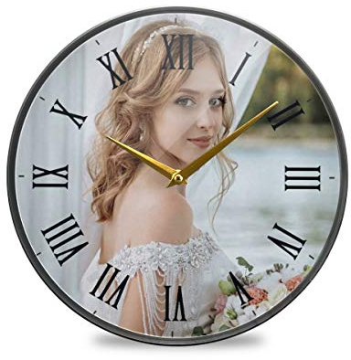 Reloj con Foto Personalizado，Reloj de Pared con Foto Grande Personalizado，impresión Personalizada de Reloj Familiar，Regalo con Foto Personalizado para cumpleaños，Boda，día de San Valentín y Navidad
