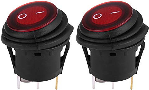 Zohisin Interrupteur à bascule rond 12 V 24 V 20 A 3 broches IP 12 V 11. 0 x 7. 0 x 3. 0 2 pièces 12 V 24 V 20 A 3 broches pour démarrage de voiture rond 8209 Off-Rocker