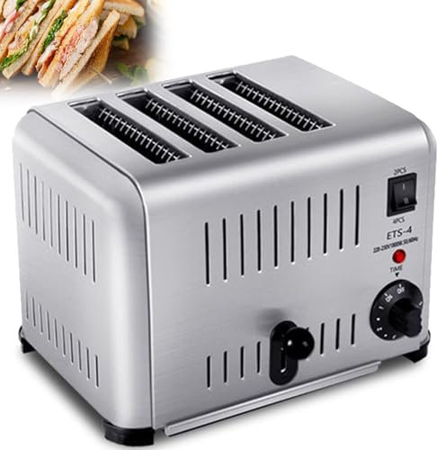 Tostadora De Acero Inoxidable, Ideal Para Personas Con Barbas Gruesas, FuncióN Para Bagels, Tostadora De Ranuras Largas Para Bagels, Waffles Y Tostadas, 5 Niveles De,Fourpieces