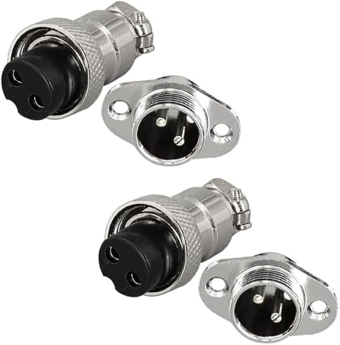 RUNCCI-YUN 2 pezzi GX16 2Pin Aviation Connettore,saldatura, 16 mm Metallo Pannello Montaggio Maschio Femmina Connettore (GX16 2Pin)