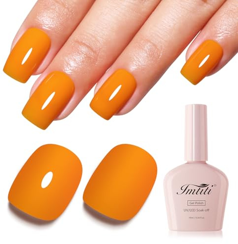 Imtiti 10ml Dark Orange Gel Nail Polish, Pumkin Orange UV Gel Polish for Nail Art Soak off UV LED DIY at Home Gift for Women