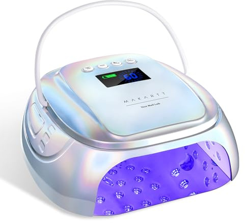 Makartt UV Nail Lamp – 30W Fast Curing UV Light with Handle Rechargeable Cordless Nail Dryer for Gel Nail Polish with 45 Beads Dual Lights 4 Timers LCD Smart Sensor for Nail Art Design(Plating Silver)