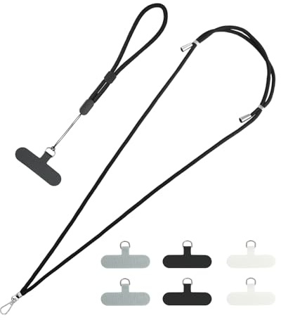 Godneei Universellt telefonband set – justerbar telefonrem crossbody, handledsrem och 6 greppdynor | stöldsäker hållare