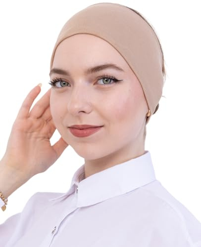 Prien Cuffia hijab da donna in cotone, copertura elastica per la testa, pre-cucito, sciarpa musulmana, fascia antiscivolo per l'uso quotidiano, Standard
