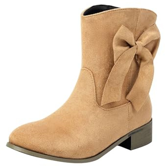 Generiska stövlar dam svart med klack, dam stövletter med blockklack, enfärgad halkfri sidorosett mocka imitation damstövlar korta vadstövlar, Beige, 45 EU