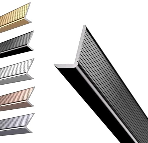 Perfil de Borde de Escalera de Aluminio Antideslizante 5x3cm, Plateado Protector de Nariz de Escalera 100/110/120cm, Dorado Moldura De Borde De Escalón en Forma de L(Zwart,130cm/51in)