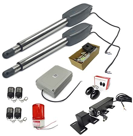 Motor de puerta corrediza, Abridor de puerta abatible eléctrico automático de dos brazos, actuador de Motor, abridor de puerta abatible más cerrado + sistema de Control Wifi for entrada(Kit 2)