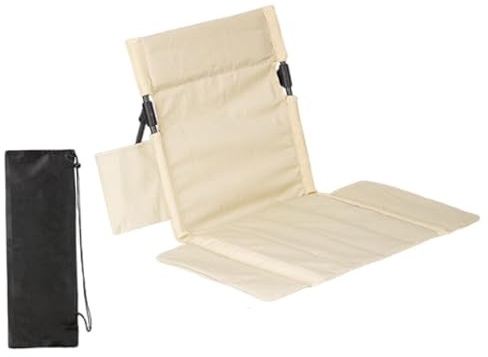 getuse Stadium Seat Bleacher Chair with Back Support - Folding Floor Chair for Picnic Lawn Trekking Fishing Concerts- Khaki
