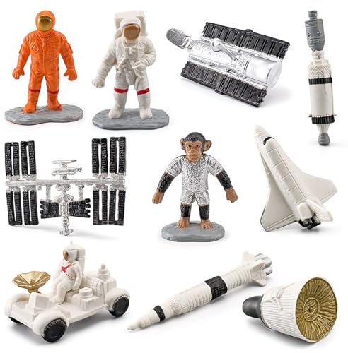Set di statuette di figurine di astronauta - Mini figure di astronauti, modelli spaziali, figurine da 10 pezzi con dettagli realizzati a mano | Giocattoli in miniatura per la stanza del cruscotto