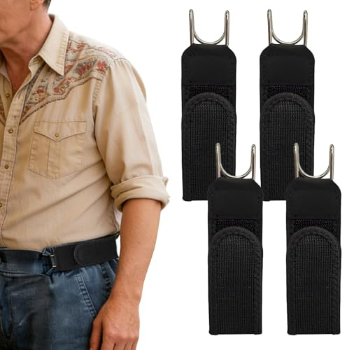 AMOturuxient 4 Pcs No Buckle Belts for Men Women, Adjustable Stretch Velcro Waist Belt, Unisex Side Fastening for Jeans, Trousers, Work, Casual & Outdoor Use