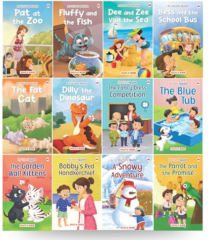 Story Books for Kids - Second and Third Reader Stories (Set of 12 Books) (Illustrated) - Phonic stories - Bedtime Stories - Age 3+ - Read Aloud to Infants, Toddlers