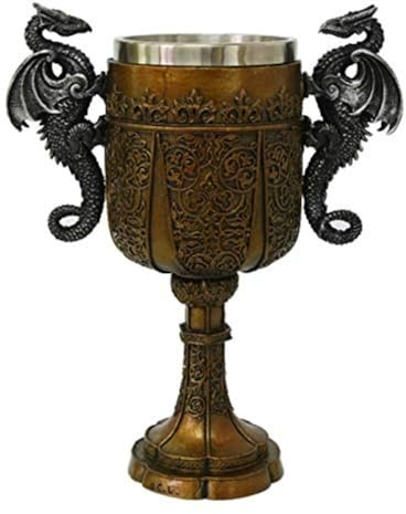 Pacific Giftware Double Dragon Drinking Chalice Goblet 9 inches Tall