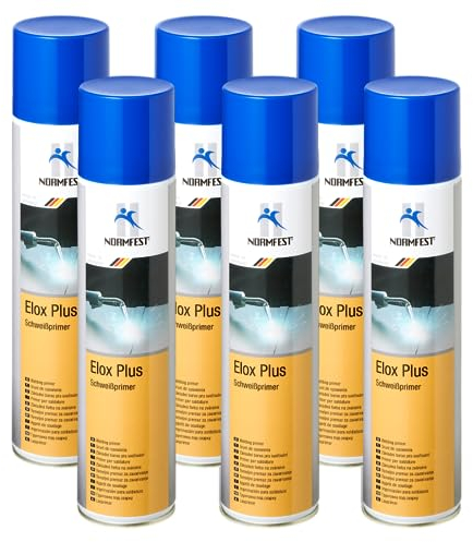 Normfest Elox Plus Schweißprimer – Zinkschutz für Schweißarbeiten, über 90 % Zinkanteil, leitfähig, schnelltrocknend, temperaturbeständig bis 500 °C, korrosionshemmend für Metallflächen, 6x 400 ml