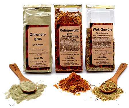 1001 BASAR Asia Gewürz Set | asiatische Gewürze | China Gewürze | Wok Gewürzmischung | chinesisches Gewürz | Zitronengras | Reis Gewürz | Wok Gewürz