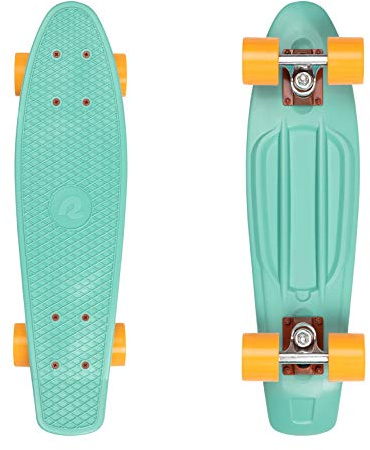 Retrospec Quip Mini Cruiser Skateboard 22.5 and 27 Classic Retro Plastic Cruiser Complete Skateboard with ABEC 7 Bearings and PU Wheels Compact Board with Grippy, Molded Waffle Deck