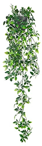 Tompig Künstliche Hängepflanze,Gefälschte Mandalablätter Wartungsfreie Plastik Hängepflanzen Rebe für Wand Küche Veranda Hängekorb Dekoration