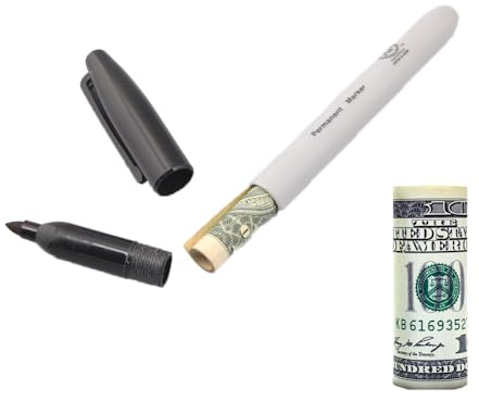 Fake Pen Diversion Safe Marker (1 Pack) - Realistic Pen Diversion Safe - Hidden Secret Compartment Decoy Permanent Marker - Hide And Store Money Waterproof Storage Cash Holder Container Lock