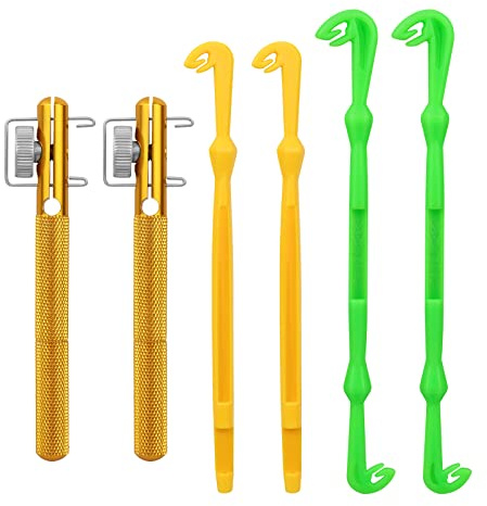 Realure 6 fascette per nodi da pesca, con affilatore a gancio, per pesca in mare, accessori da pesca (metallo, verde, giallo)
