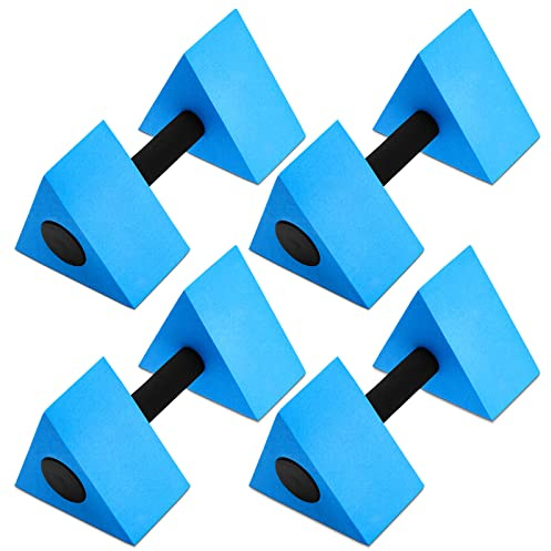 4 Pcs Triangular Aquatic Exercise Dumbbells Floating Water Weights for Pool Exercise Set EVA Foam Water Weights Resistant Water Aerobics Equipment Fitness Barbells Hand Bar for Pool Exercise Blue