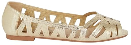 Dorothy Perkins Women’s Prim Peep Toe Ballet Pumps, Spring Summer, Office, Party, Occasion, Wedding Guest Gold