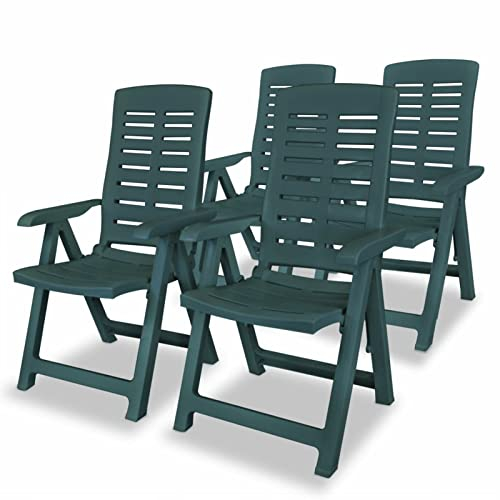 CIADAZ Garten-Liegestühle 4 STK Gartenmöbel, Balkonstühle, Chair Outdoor, Balkonmöbel, Hochlehner, Essstühle, Balkon Stuhl, Bistrostuhl, Kunststoff Grün