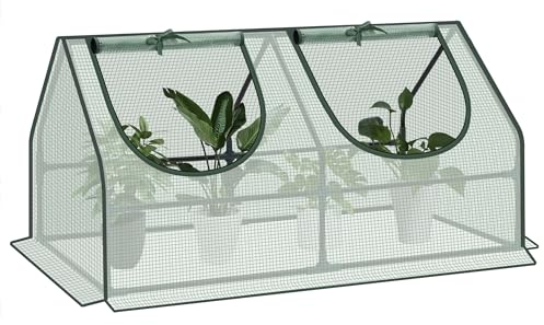 WOLTU Serre de Jardin, Serre Hivernage, Bâche Renforcée en PE de 140 g/㎡, avec 2 Fenêtres Enroulables, Cadre en Tube d'acier, 120x60x60 cm, Vert