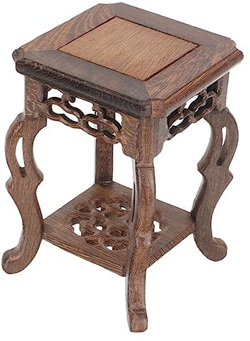 Yardenfun Wood Flower Pot Base Chinese Style Planter Stand Reusable Flowerpot Holder Balcony Plant Support Jade Carvings Stone Ornaments