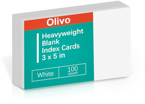 Olivo Blank Index Cards 3x5 Unlined Unruled Flash Note Cards, 100 Count