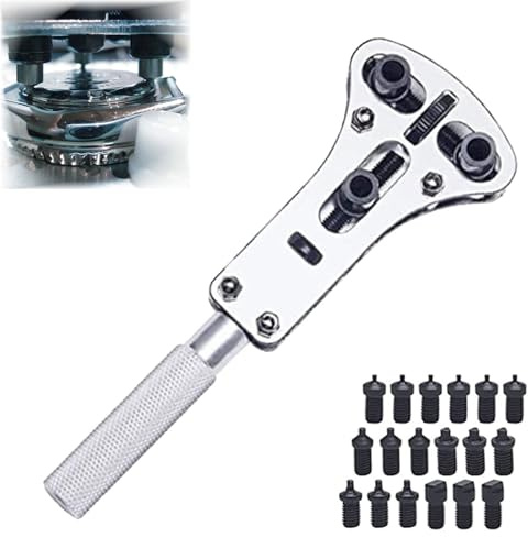 Rakiuty Llave de Apertura de Reloj,Accesorio Abrelatas para Reloj,Abridor de Relojes de Tres Mordazas,para la Reparación de Relojes(Plata)