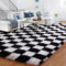 BYBSRLL Kariert Hochflor Teppich Schwarz Weiss Teppiche Wohnzimmer 90x150 Antirutsch Waschbare Kleiner Weich Flauschig Schlafzimmer Teppich Kinderzimmer Mädchen Jungen, Langflor Bettvorleger