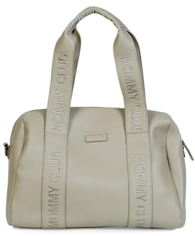 CHILDHOME, Baby Wickeltasche, Mommy Bag, inkl. Baby Wickelunterlage, viele Fächer, Kinderwagenaufsatz, Schultergurt, Kunstleder, 22L, Mommy Club Signature, Grün