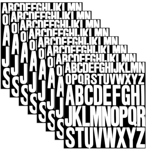 8 Sheet Capital Letter Stickers, 1 Inch 2 Inch Stick on Letters, 416 Pieces Waterproof Alphabet Stickers, Self Adhesive Letters for Crafts, Signs, Posters, Windows, Mailboxes, Car, Truck