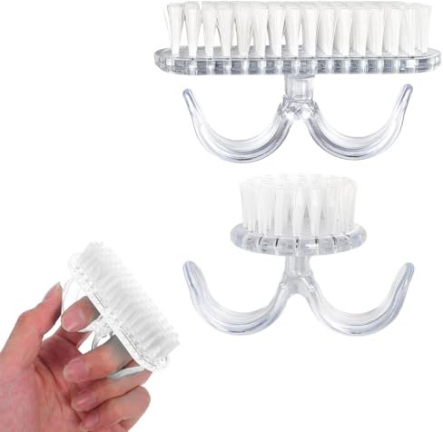 JYNVO Cepillo de uñas de 2 piezas, cepillo de mano de plástico, cepillo de limpieza de uñas, cepillo de belleza de mano, mini cabezal de cepillo, adecuado para uñas